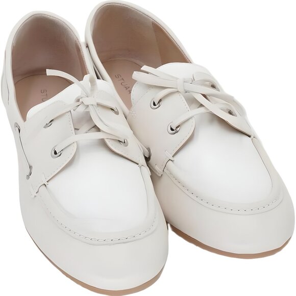 Stuart Weitzman Tinsley Moccasin Loafers Linen Cream Women US 9 EU 39.5 - Picture 1 of 6